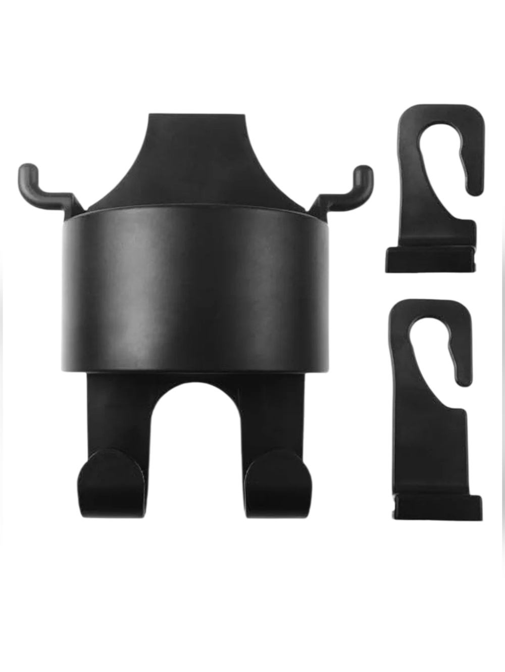 Black Multi-Functional Car Headrest Hook & Cup Holder 2pack